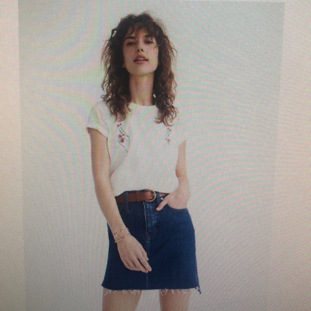 Madewell stretch denim mini skirt: step hem